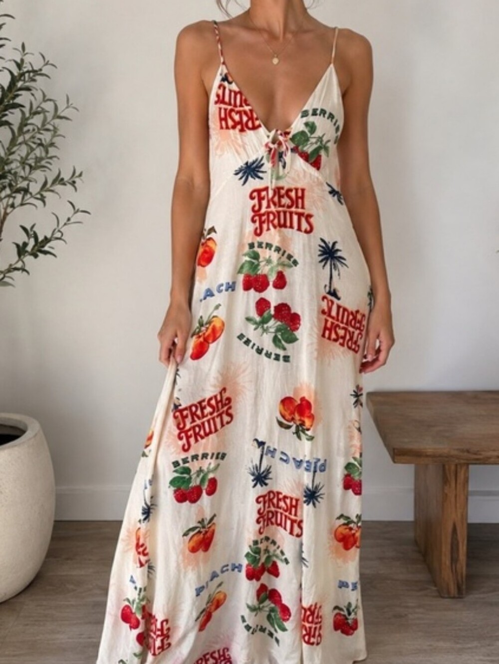 Paper Heart Fruit Stand Strappy Midi Maxi Dress Size Medium